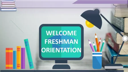 Førsteårsstuderende Orientering Google Slides skabelon for download