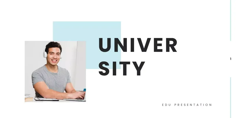 Universitets EDU præsentationstema Universitets EDU Google Slides skabelon for download