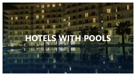 Hotels With Pools Google Slides template for download