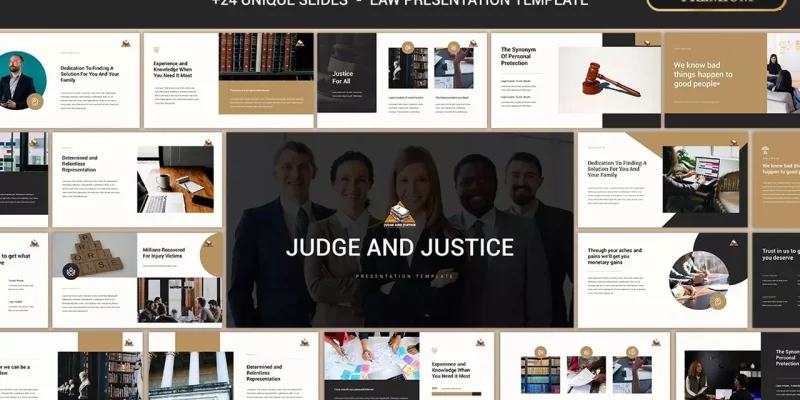 Sędzia i sprawiedliwość Szablon Google Prezentacje do pobrania