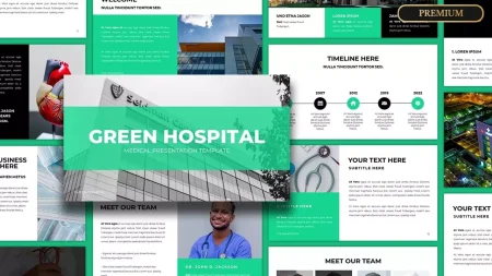 Grønt Hospital Google Slides skabelon for download