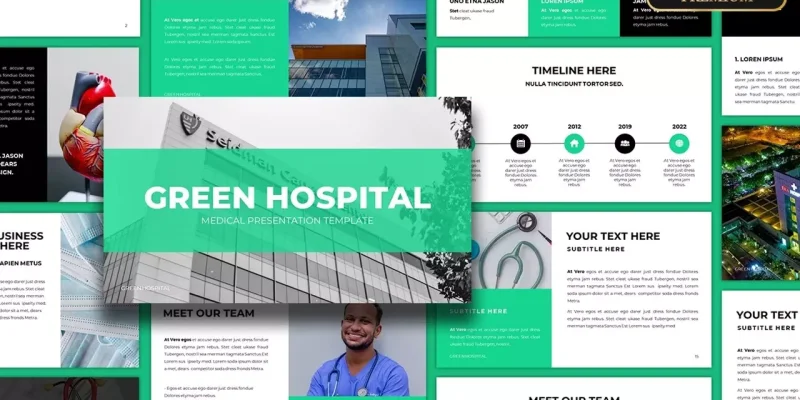 Groen Ziekenhuis Google Presentaties-sjabloon om te downloaden